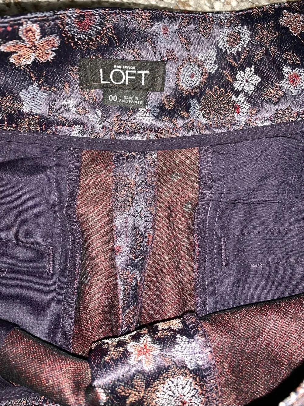 LOFT Floral Patterned Purple Shorts